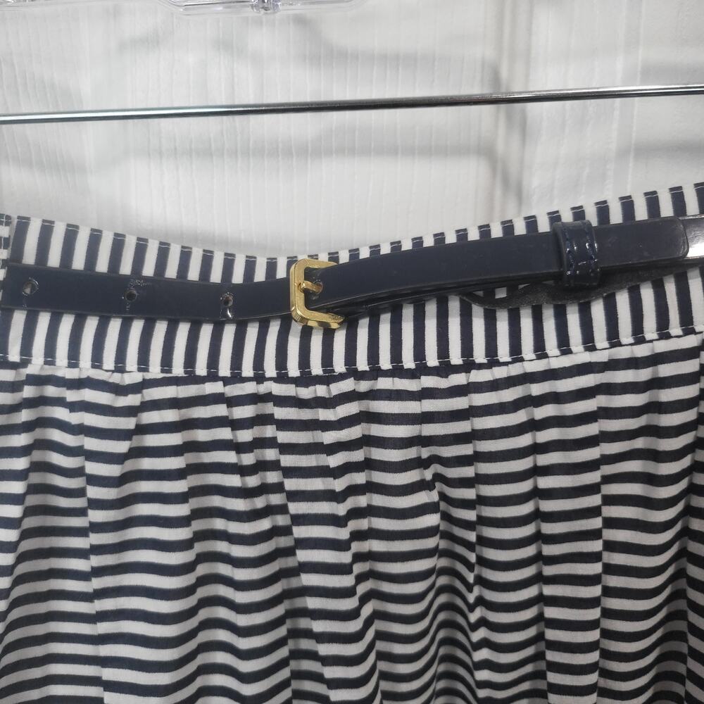 Kate Spade Blue Lawson Skirt A Line Floral Stripes Knee Length Belt Size 2 #267 - Picture 5 of 11
